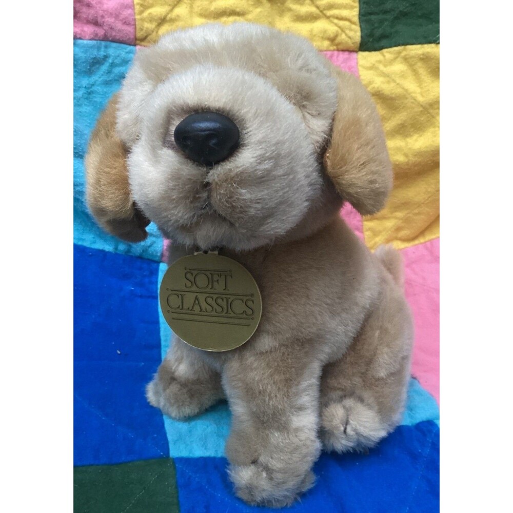 Toys R Us 1994 Geoffrey Yellow Labrador Plush Dog Sitting 10” With Original Tag